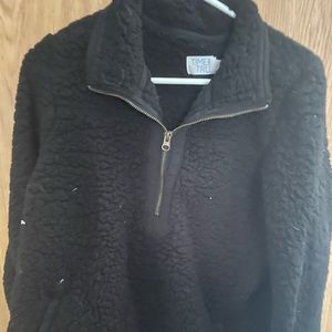 Black Faux Sherpa Crew neck